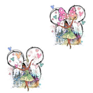 Tiana Png Bundle, High quality Princess PNG, clipart, digital file, Princess and the Frog Png, Family trip Png Clipart Instant Download
