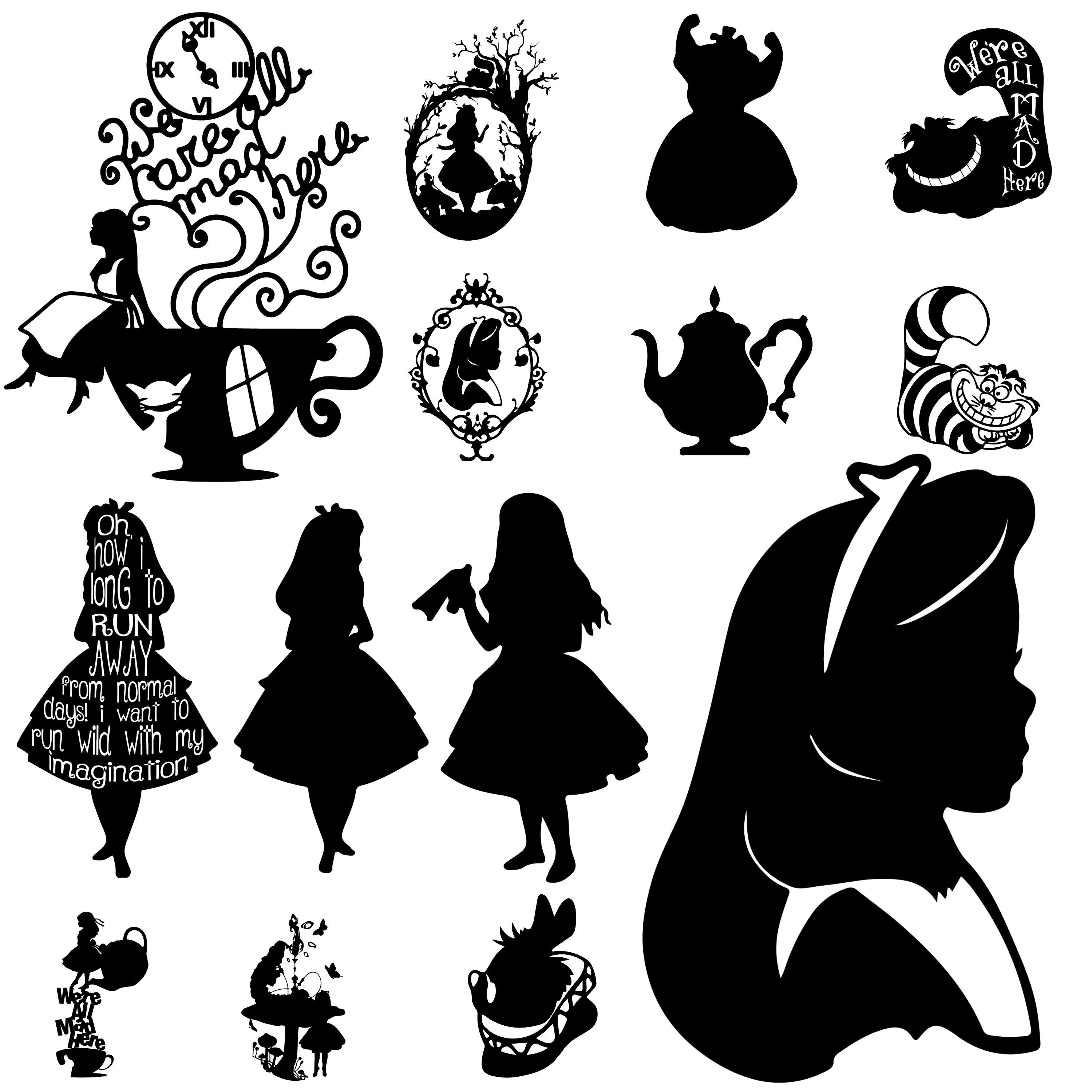 Alice in Wonderland Clipart Bundle: PNG & SVG Files (digital Download ...
