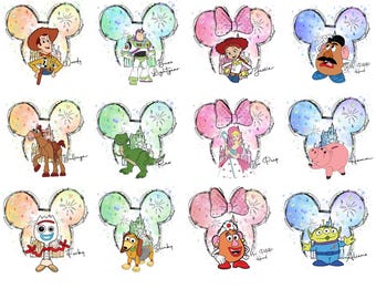 Pakiet SVG inspirowany Toy Story, Buzz Lightyear, Woody, Jessie, Bo Peep, Forky, Rex, Hamm, Slinky Dog, zestaw PNG Pani Bulwa, pobieranie cyfrowe