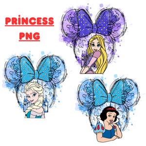 Princess Bundle Digital Download with Outlines Png, Snow White Png, Esla Png, Rapunzel Png, Princess Squad Png, Besties Png, Princess png