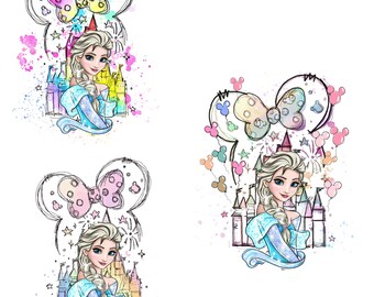 Frozen Birthday PNG Clipart: Anna, Elsa, Olaf (Digital Download, 3 Files