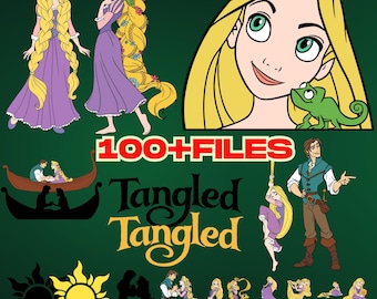 Rapunzel Clipart-paket: Trassel SVG PNG-filer (digital nedladdning)