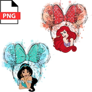 Princess Bundle Digital Download with Outlines Png, Jasmine Png, Ariel Png, Princess Squad Png, Besties Png, Princess png