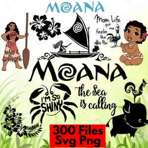 Moana SVG-clipartbundel: tropisch eilandmeisje, Polynesisch ontwerp (digitale download)