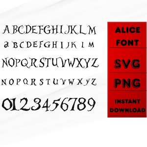 Alice in Wonderland Font Bundle – Uppercase & Lowercase Letters, Numbers, SVG PNG – Fantasy Alphabet for Cricut, Sublimation, Birthday Decor