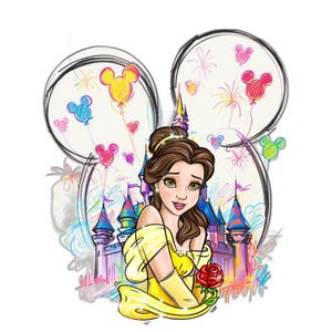 Beauty and the Beast Clipart, Belle PNG, Beast PNG, Castle, Princess clip art, Hand drawn, Cute, Kids, Decoration, Princess Belle Png