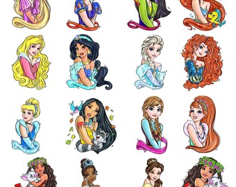 Fairy Tale Princess PNG-clipartbundel, Cricut-silhouet (digitale download)