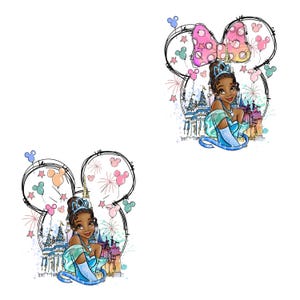 Tiana Png Bundle, High quality Princess PNG, clipart, digital file, Princess and the Frog Png, Family trip Png Clipart Instant Download