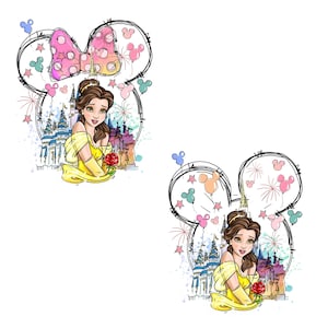 Beauty and the Beast Clipart, Belle PNG, Beast PNG, Castle, Princess clip art, Hand drawn, Cute, Kids, Decoration, Princess Belle Png