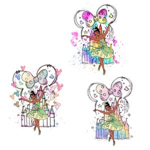 Tiana Png Bundle, High quality Princess PNG, clipart, digital file, Princess and the Frog Png, Family trip Png Clipart Instant Download
