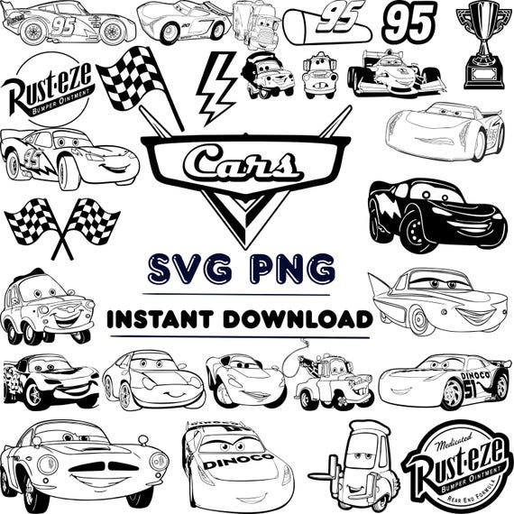 Cars Svg, Lightning McQueen Svg, Cars Svg Files For Cricut, Lightning McQueen Cut Files, Cars Png, Layered SVG Bundle, Cars For Cricut