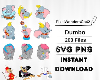 ダンボの水彩画クリップアート、赤ちゃんゾウのPNG（デジタル