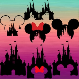 Castle Svg Png Bundle, Princess Png, Castle Clipart, Heart Head Mickey Mouse, Magic Kingdom Png, Cut files for Cricut Silhouette,Disney Svg