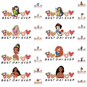 Bundle Princess Digital Download with Outlines Png, Best Friends Princess Png, Princess Squad Png, Besties Png, Friendship Png, Princess png
