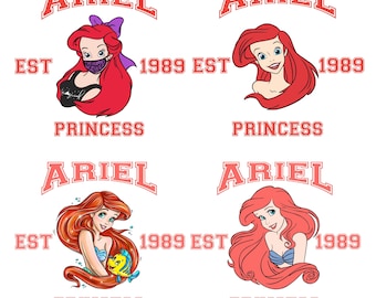 Little Mermaid PNG Clipart Bundle: Ariel Birthday Designs (Digital Download, 4 Files)