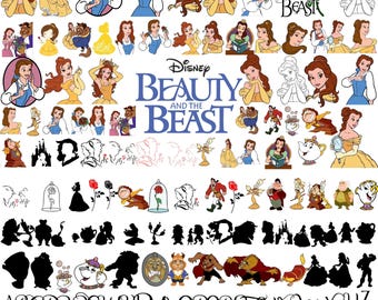 Belle en het beest SVG-bundel: belle clipart, lettertypen (digitale download)