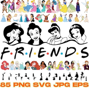 400 Files All Princess Svg Png, Princess Watercolor Clipart, Princess PNG SVG Bundle, Digital Download with Outlines Png Princess Squad Png
