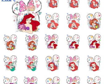 Little Mermaid PNG Clipart Bundle: Ariel Cake Topper, Shirt Design (Digital Download)