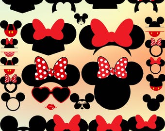 Mickey and Minnie Mouse SVG Bundle: Ears, Bows, Silhouettes (Digital Download)
