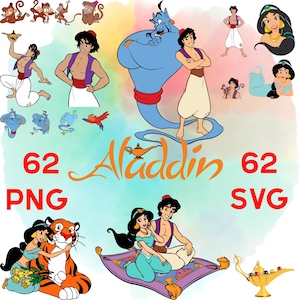 Aladdin Png,Svg,Eps and Dxf, Aladdin Clipart, Jasmine Png and Svg, Princess Clipart for Aladdin Birthdays and Crafts,InstantDownload,Eps,Dxf