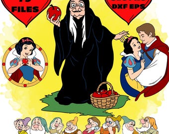 300 arquivos da Branca de Neve, Clipart da Branca de Neve, SVG da Princesa, Sete Anões, Conto de Fadas, Camiseta da Branca de Neve e os Sete Anões, Viagem da Princesa Branca de Neve