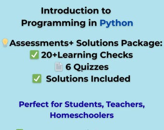 Cuestionarios de Python + Controles de aprendizaje con soluciones: paquete de evaluación digital de introducción a la programación para docentes y educación en el hogar /