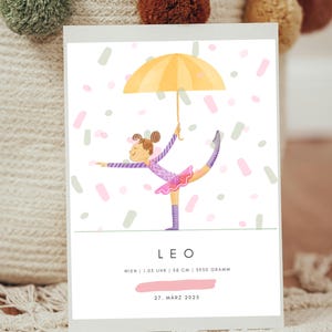 Personalisierbares Geburtsposter Ballerina | Tanz Kinderzimmer Deko | Geschenk zur Geburt | Namensposter | Individuelles Geburtsdaten Poster