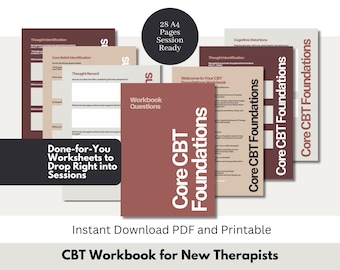 CBT Workbook for New Therapists | Done-for-You Therapy Worksheets | Thought Records, Behavioral Activation, Core Beliefs