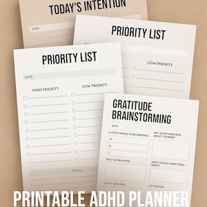 Printable ADHD Planner PDF • 23 Page Bundle for Adults & Students • Focus Tracker, Brain Dump, Priority List • Instant Download