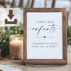 Children's table poster for weddings – minimalist printable sign (13x18 & A4), digital PDF, children's table decoration, children's activity