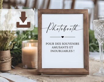 Wedding photo booth poster – printable sign (13x18 & A4), minimalist wedding decor, digital PDF, fun photo station for guests