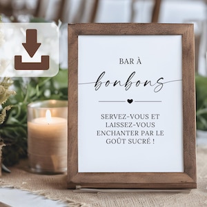 Cartel de boda para mesa de dulces – Letrero minimalista imprimible para mesa de dulces de boda (33 x 45 cm, A4), PDF descargable, decoración para mesa de dulces