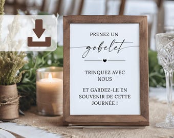 Cartello per bomboniere "Prendi una tazza, brinda con noi", regali per gli invitati al matrimonio, poster stampabile (13x18 e A4), PDF