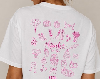 JGA T-Shirt Personalisiert, Shirt für Braut, Bachelorette Tshirt für Frauen Team Braut, Trauzeugin, Hochzeit, Junggesellinnenabschied