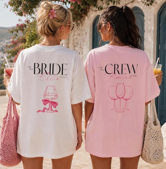 personalisiertes JGA Shirt, Namen, Junggesellinnenabschied Shirts, JGA Frauen, Gruppen T Shirt, Backprint, Braut Team Crew, Hochzeit