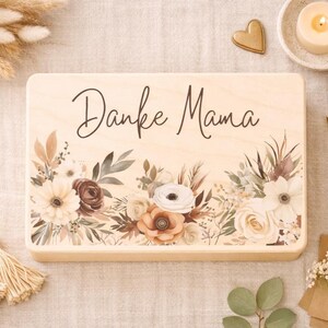 Erinnerungsbox Danke Mama – Geschenk zum Muttertag, Geburtstag oder als Dankeschön – Bedruckte Holzbox mit Herz, Weihnachtsgeschenk für Mama Bild 2