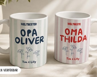 Personalisierte Oma Opa Tasse mit Namen, Geschenk für Oma und Opa, Kaffeebecher personalisiert, Weltbeste Oma Weltbester Opa