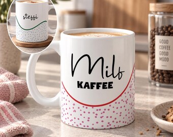 Personalisierte Tasse mit Name MILF Kaffee Becher Kaffeetasse für Mama Geschenk für Mama Lustige Kaffeetasse mit Wunschname