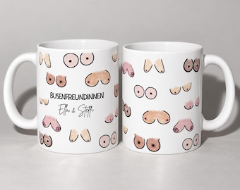 Personalisierte Busenfreundinnen Tasse mit Namen Geschenk für die beste Freundin BFF Freundschaftsgeschenk