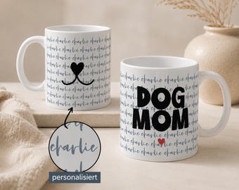 Personalisierte Dog Mom Tasse mit Wunschnamen Keramiktasse Hundemama Geschenk Hundebesitzer Geschenk Custom Pet Name Mug