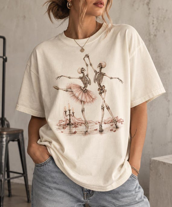 Skeleton Ballerina Shirt Dancing Skeleton T Shirt Ballet Halloween Shirt Gothic Ballet Tee Comfort Colors Shirt Women