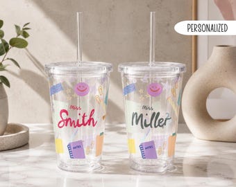 Personalized Teacher Tumbler Custom Teacher Cup 16 oz Acrylic Tumbler Teacher Gift Back to School  Cup with Name