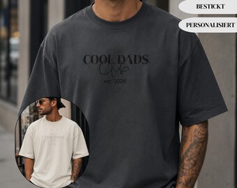 Besticktes Papa Shirt Cool Dads Club Personalisiert Oversized T Shirt Vatertag Geschenk für Papa Vintage T-Shirt