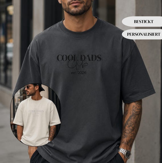 Besticktes Papa Shirt Cool Dads Club Personalisiert Oversized T Shirt Vatertag Geschenk für Papa Vintage T-Shirt