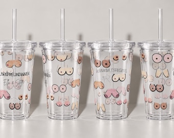 Personalisierter Busenfreundinnen Becher mit Namen Iced Coffee Tumbler 470 ml Geschenk für beste Freundin BFF Freundschaftsgeschenk
