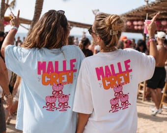 Mallorca Shirt Damen Malle Crew Shirt Malle 2026 Gruppenshirt Mädelsurlaub Partyshirt Mallorca JGA Backprint Shirt