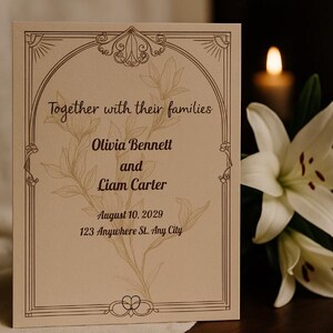 Modelo de convite de casamento floral elegante e editável | Download instantâneo | Design de moldura vintage