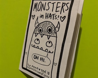 Monsters in Hats! -- a minicomic coloring book about monsters in hats