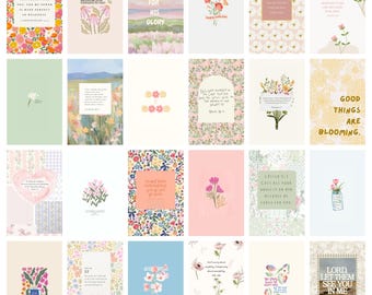 Floral Bible Verse Collage Kit: 50 Printable Scripture Cards (Digital Download)