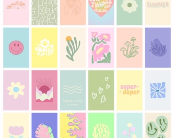 101 PCS Danish Pastel Aesthetic Wall Collage Kit Danish Poster Pastel Preppy Wall Photo Collage Preppy Photo Prints Nordic Digital Download
